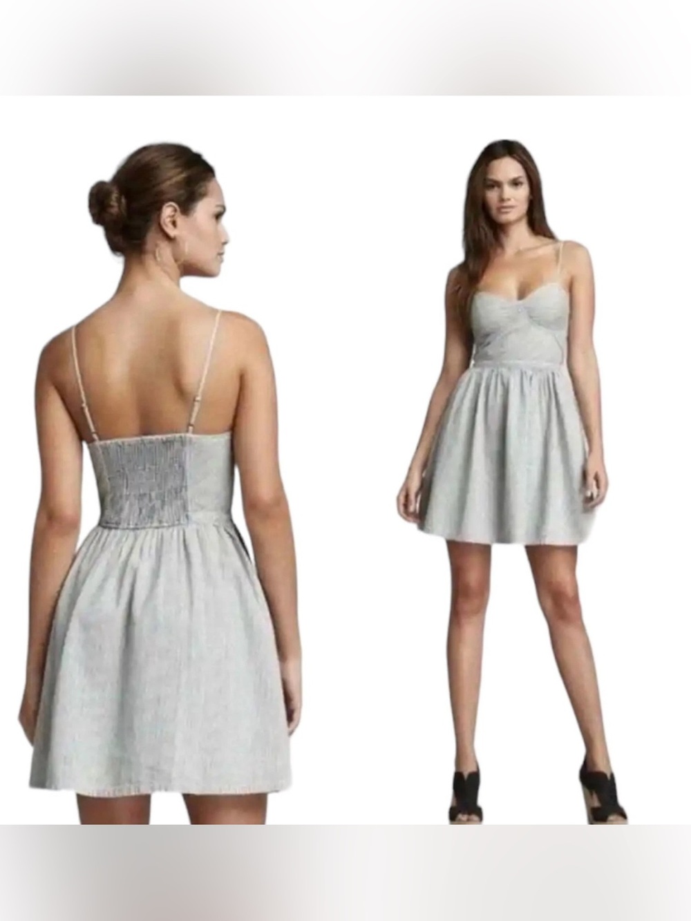 Free People Railroad Bustier Blue White Stripe Mini Dress XS